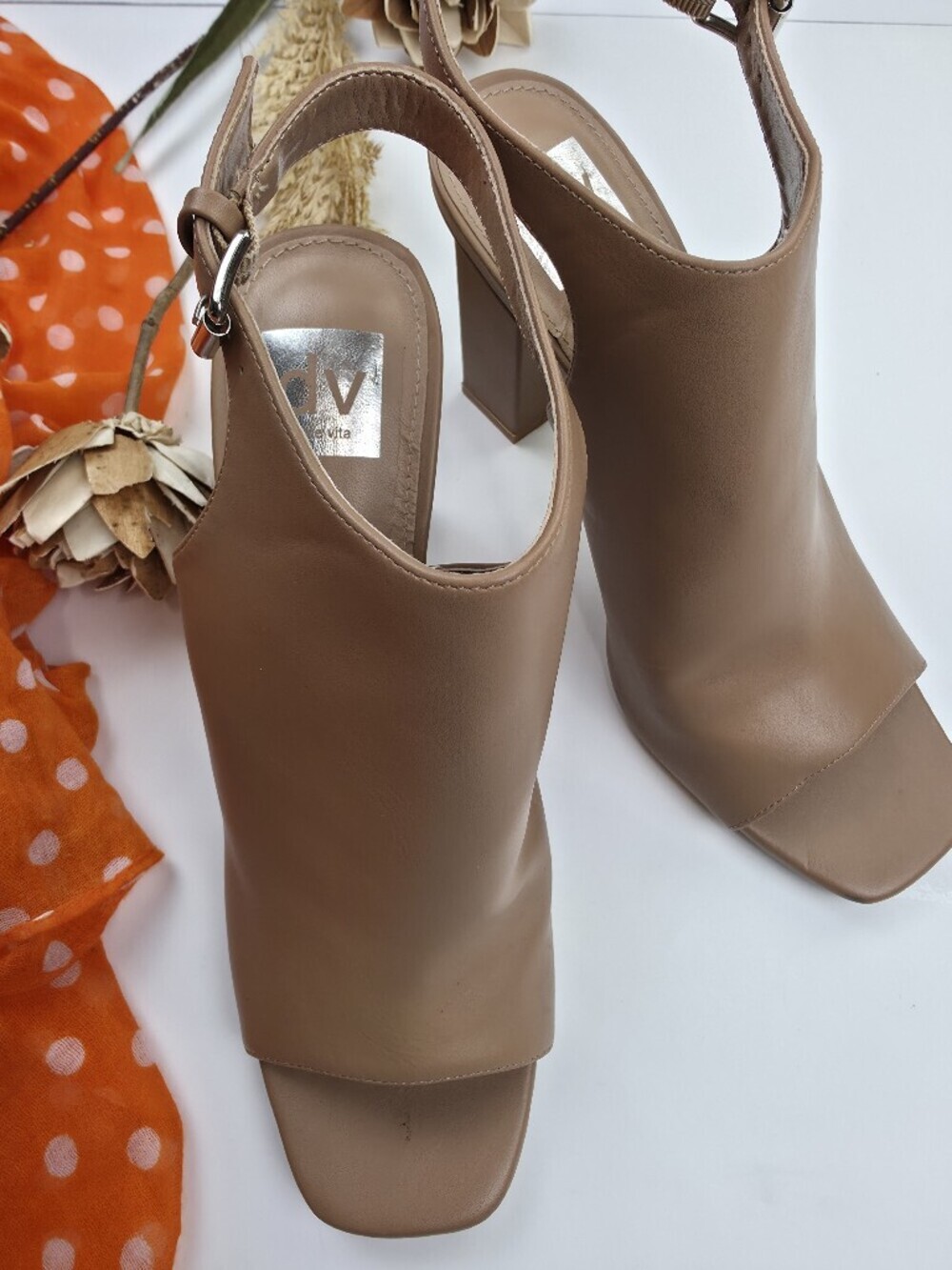 Dolce Vita Women's Brown Open-Toe Slingback Block Heel Sandals 9.5
